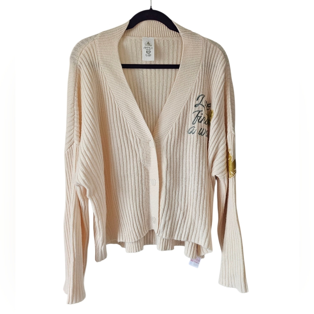 Disney Princess & The Frog "Love Finds A Way" Cropped Cardigan Cream Size XL